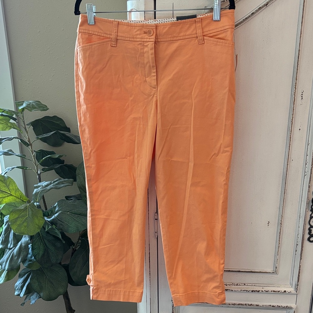 NWT Talbots Perfect Crop Pants Orange Stretch Capri Flat Front Women's Size 6P
